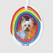Pet Memorial 2-Sided 2-foto regenboogbrug Ornament (voorkant)