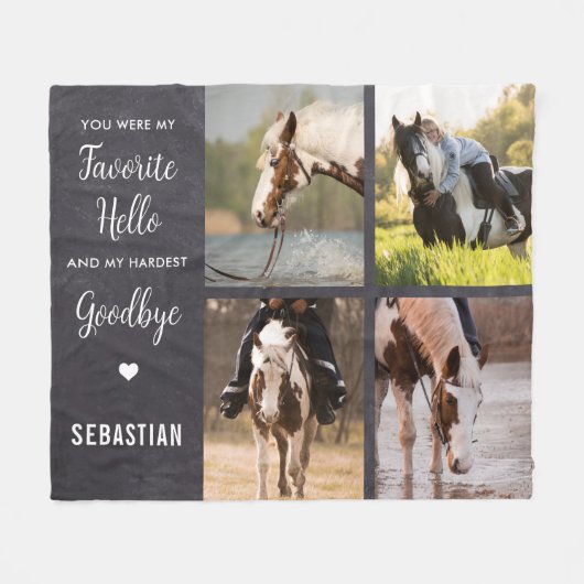 Pet Memorial 4 Foto Collage Fleece Deken (Voorkant (Horizontaal))