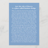 Pet Memorial 5x7 - Blue Rainbow Bridge (VROUW) Programmakaart (Achterkant)