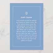 Pet Memorial 5x7 Light Blue God's Garden Poem Programmakaart (Achterkant)