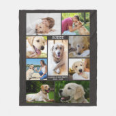 Pet Memorial 9 Fotocollage Naam Datums Grijs Fleece Deken (Voorkant)