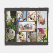 Pet Memorial 9 Fotocollage Naam Datums Grijs Fleece Deken (Voorkant (Horizontaal))