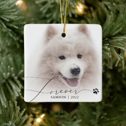 Pet Memorial | Aangepaste foto-opmaakpagina Keramisch Ornament (Boom)