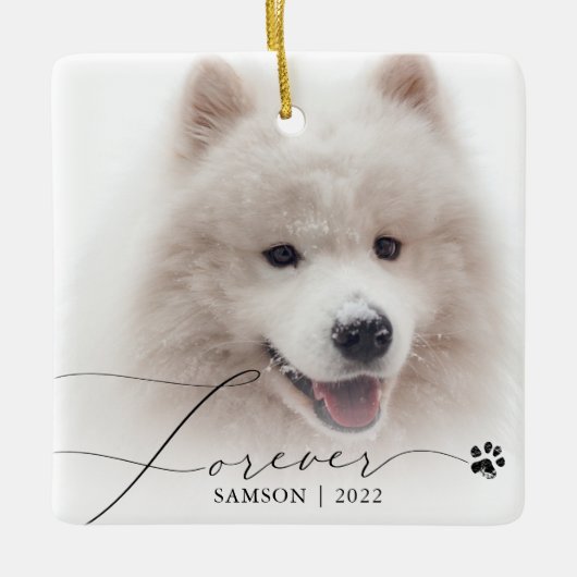 Pet Memorial | Aangepaste foto-opmaakpagina Keramisch Ornament (Voorkant)