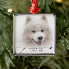 Pet Memorial | Aangepaste foto-opmaakpagina Metalen Ornament