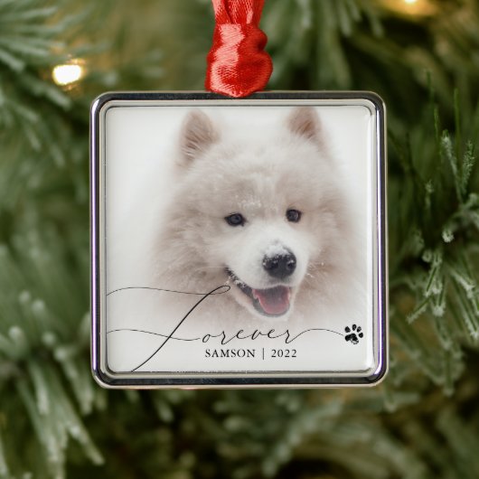 Pet Memorial | Aangepaste foto-opmaakpagina Metalen Ornament (Boom)