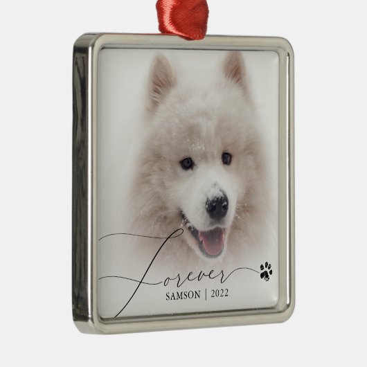 Pet Memorial | Aangepaste foto-opmaakpagina Metalen Ornament (Rechts)