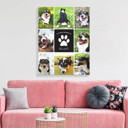 Pet Memorial Aangepaste Hond 8 Fotocollage Canvas Afdruk (Insitu (Woonkamer))