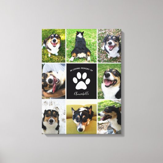 Pet Memorial Aangepaste Hond 8 Fotocollage Canvas Afdruk (Voorkant)