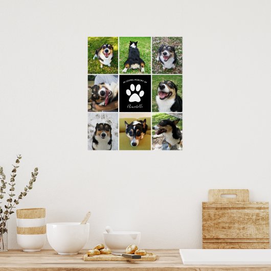 Pet Memorial Aangepaste Hond 8 Fotocollage Poster (Keuken)