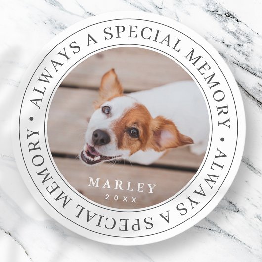 Pet Memorial Altijd een speciale foto van het gehe Ronde Sticker