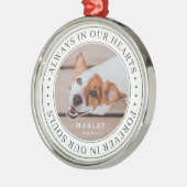 Pet Memorial altijd in ons hart Moderne foto Metalen Ornament (Links)