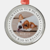 Pet Memorial altijd in ons hart Moderne foto Metalen Ornament (Voorkant)