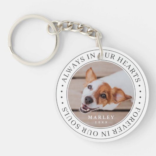 Pet Memorial altijd in ons hart Moderne foto Sleutelhanger (Voorkant)