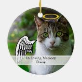 Pet Memorial Angel Wing & Halo Custom Name Keramisch Ornament (Achterkant)