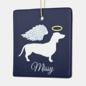 Pet Memorial Angel Wing & Halo Dachshund Keramisch Ornament (Links)