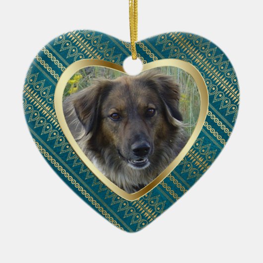Pet Memorial Aztec Pattern Heart Keepomwille Keramisch Ornament (Voorkant)