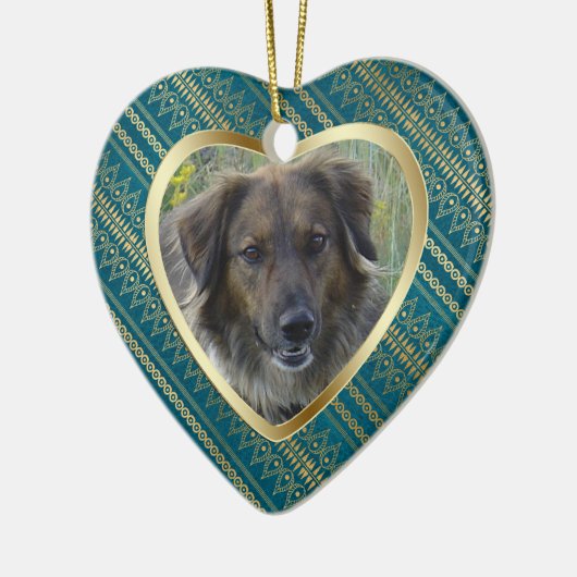 Pet Memorial Aztec Pattern Heart Keepomwille Keramisch Ornament (Links)