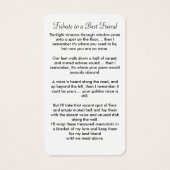 Pet Memorial Best Friend Dog Foto Prayer Kaart (Achterkant)