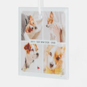 Pet Memorial Beste Hond Ooit Moderne Fotocollage Glas Ornament (Voorkant links)