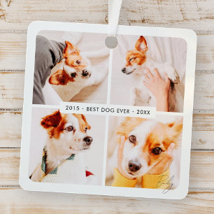 Pet Memorial Beste Hond Ooit Moderne Fotocollage Metalen Ornament