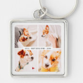 Pet Memorial Beste Hond Ooit Moderne Fotocollage Sleutelhanger (Voorkant)
