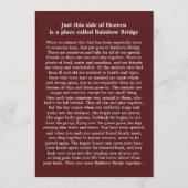 Pet Memorial Card 5"x7" Rainbow Bridge (mannelijk) Programmakaart (Achterkant)