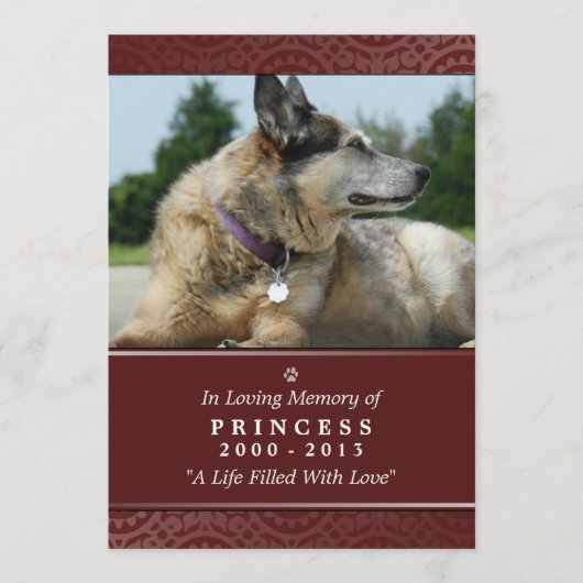 Pet Memorial Card 5"x7" Rainbow Bridge (mannelijk) Programmakaart (Voorkant)