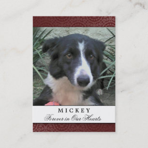 Pet Memorial Card Maroon Foto - Contentgedicht Visitekaartje