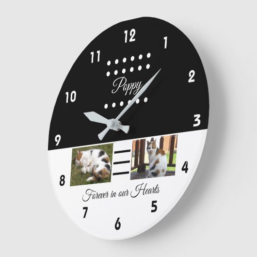Pet memorial cat Black White voegt foto's toe Grote Klok (Hoek)