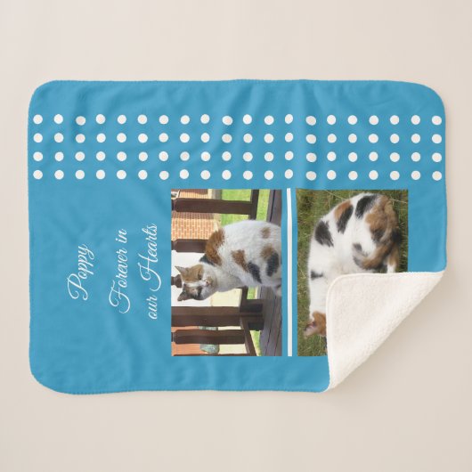 Pet memorial cat blue en white voeg foto's toe sherpa deken (Voorkant (horizontaal))