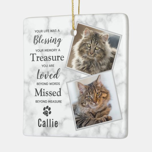 Pet Memorial Cat Herembrance Keepomwille Foto Keramisch Ornament (Links)