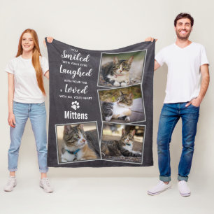 Pet Memorial Cat Photo Collage Fleece Deken