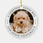 Pet Memorial Certified Good Boy Custom Foto Keramisch Ornament (Achterkant)