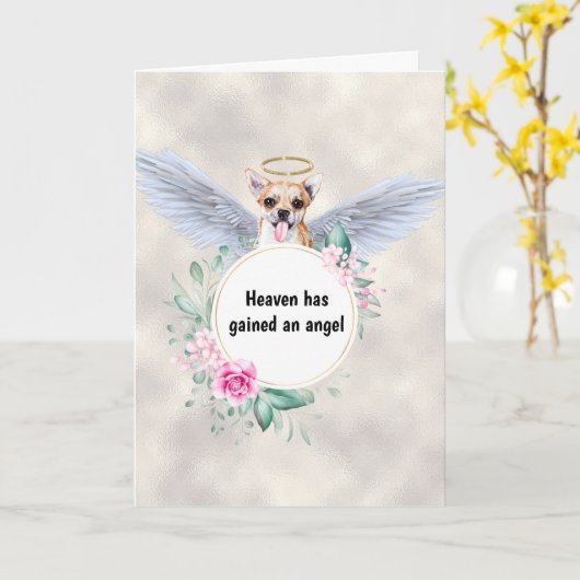 Pet memorial Chihuahua dog angel vleugels gedicht Kaart (Gele Bloem)