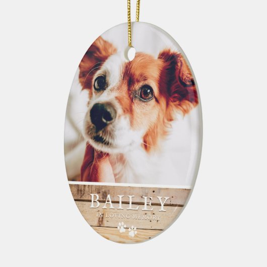 Pet Memorial Country Rustic Woodsy Paws Foto Keramisch Ornament (Links)