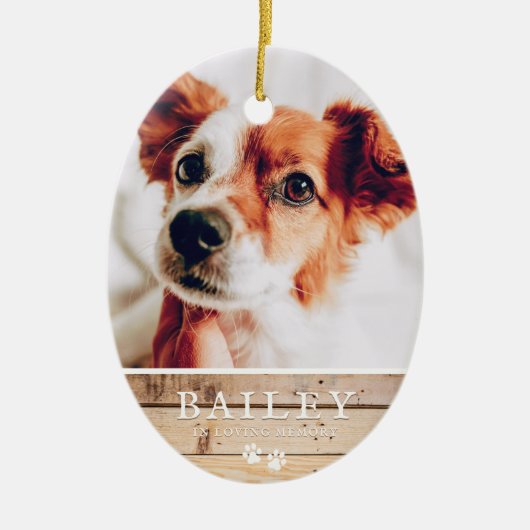 Pet Memorial Country Rustic Woodsy Paws Foto Keramisch Ornament (Voorkant)