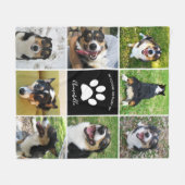 Pet Memorial Custom Dog Foto Collage Paw Print Fleece Deken (Voorkant (Horizontaal))