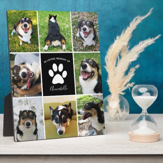 Pet Memorial Custom Dog Foto Collage Paw Print Fotoplaat (Zijkant)