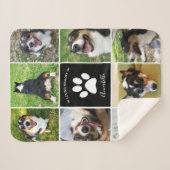 Pet Memorial Custom Dog Foto Collage Paw Print Sherpa Deken (Voorkant (horizontaal))