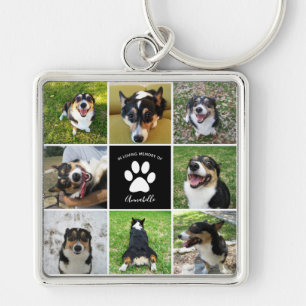 Pet Memorial Custom Dog Foto Collage Paw Print Sleutelhanger