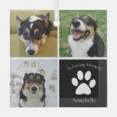 Pet Memorial Custom Dog Photo Collage Kerstmis Glas Ornament (Voorkant)