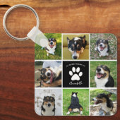 Pet Memorial Custom Dog Photo Collage & Quote Sleutelhanger (Voorkant)