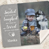 Pet Memorial Custom Gray Leather Dog Foto Sherpa Deken