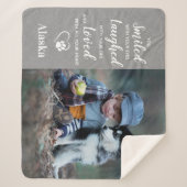 Pet Memorial Custom Gray Leather Dog Foto Sherpa Deken (Voorkant)