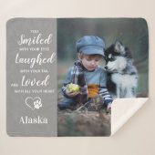 Pet Memorial Custom Gray Leather Dog Foto Sherpa Deken (Voorkant (horizontaal))