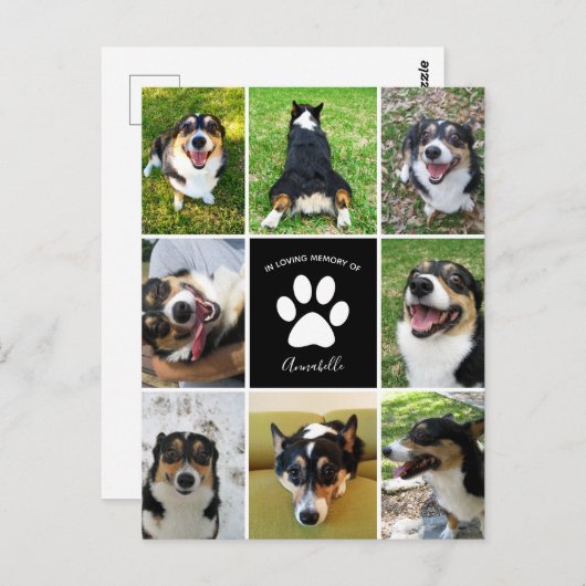 Pet Memorial Custom Hond Collage in Loving Memory Briefkaart (Voorkant / Achterkant)