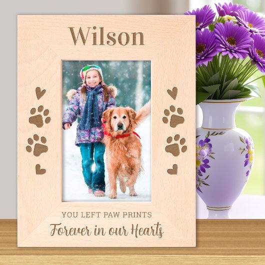 Pet Memorial Custom Paw Prints Houten Afbeelding Gegraveerde Lijstjes