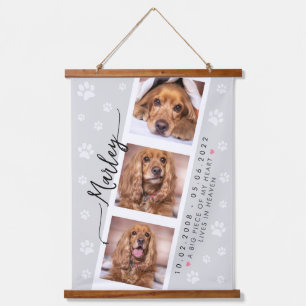 Pet Memorial Custom Photo Collage met Paw Prints Hangend Wandkleed