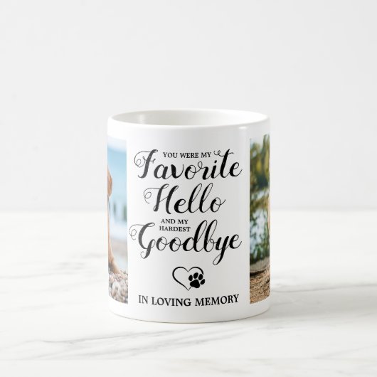 Pet Memorial Custom Photo Dog Paw Print Pet Loss Koffiemok (Center)